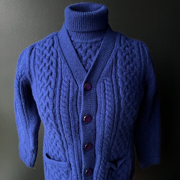 Vintage  1960s Ski-Doo Cardigan Sweater Dickie Thick Cable Knit Set Snowmobile … - Picture 2 of 12